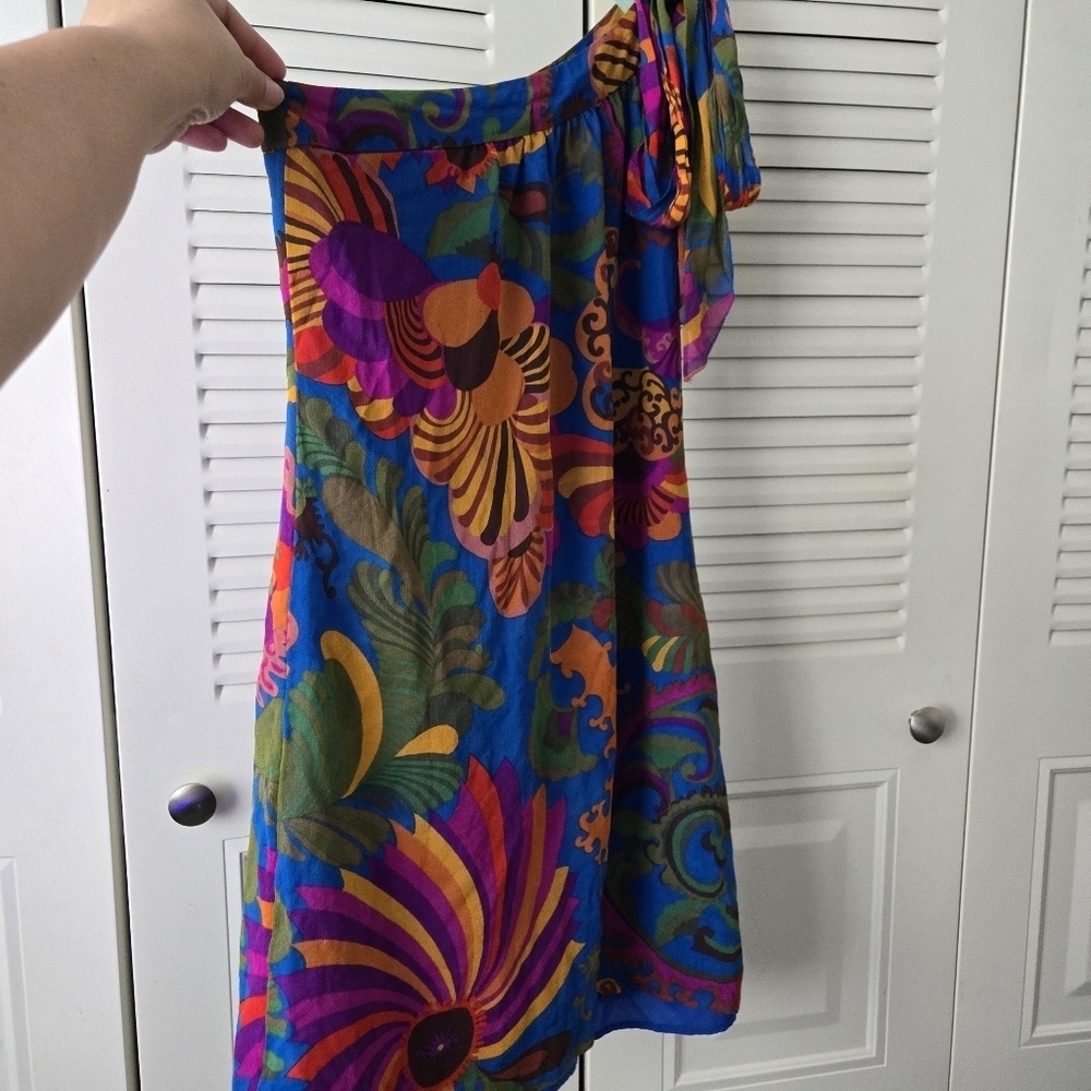 Trina Turk Banana Republic Coachella 100% Silk Off Shoulder Dress size 0 #216 - Picture 2 of 9